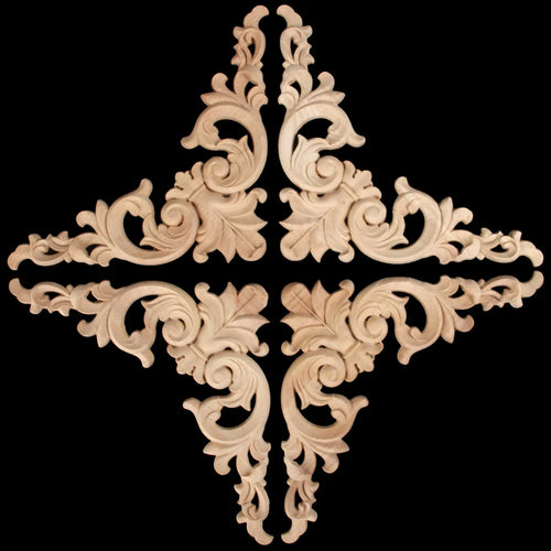 ornements décoratifs bois feuilles stylisées motifs floraux complexes baroque fixation