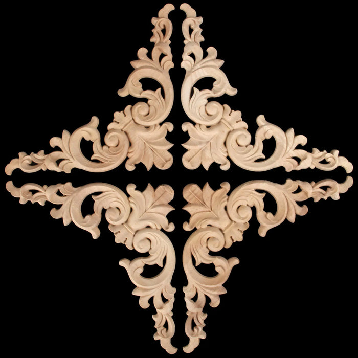 ornements décoratifs bois feuilles stylisées motifs floraux complexes baroque fixation