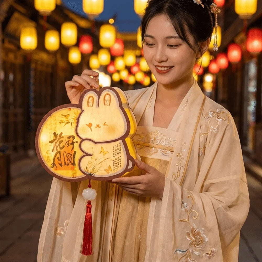 lampe décorative artisanale lapins dessins animés motifs floraux cordelette pompon opaques multicolores fête anniversaire