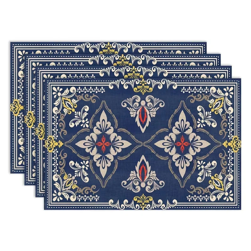tapis table moderne carrés noirs blancs motifs floraux assiettes cuillères fourchettes 32x42cm respectueux environnement