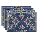 tapis table moderne carrés noirs blancs motifs floraux assiettes cuillères fourchettes 32x42cm respectueux environnement