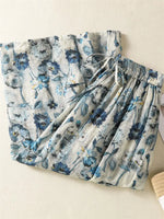 Jupe lin polyester fleur imprimée décontracté casual blanc bleu gris été