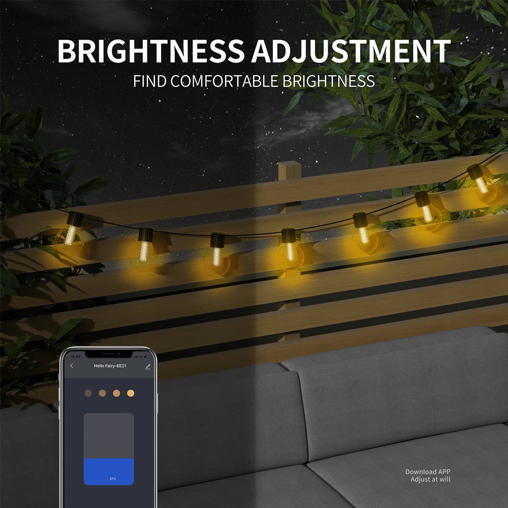 guirlande lumineuse blanc chaud transparent moderne clips 25 ampoules led controleur câble adaptateur secteur