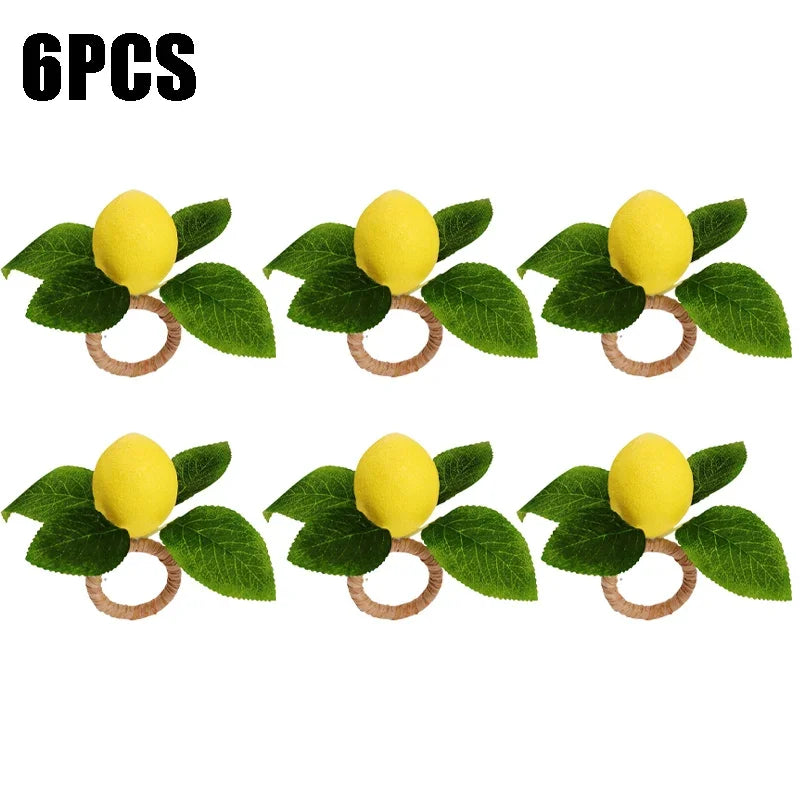 anneau serviettes citron feuilles vertes deco naturelle table occasionnelle festive respectueux environnement pack variante