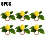 anneau serviettes citron feuilles vertes deco naturelle table occasionnelle festive respectueux environnement pack variante