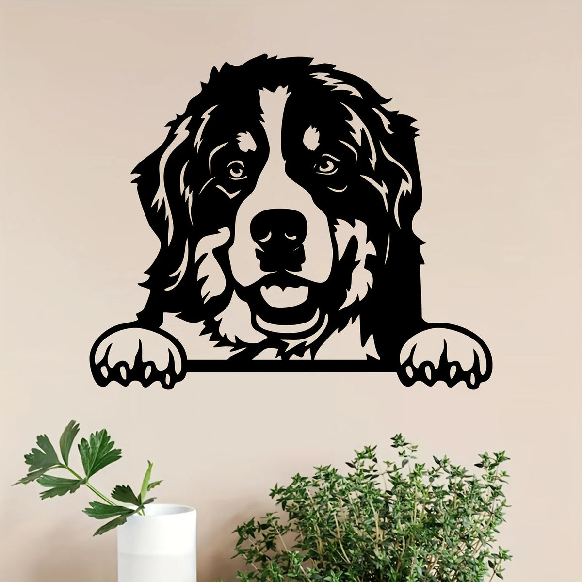 décoration murale tête chien noir autocollant mural opaque réalisteintérieur salon jardin 30 cm