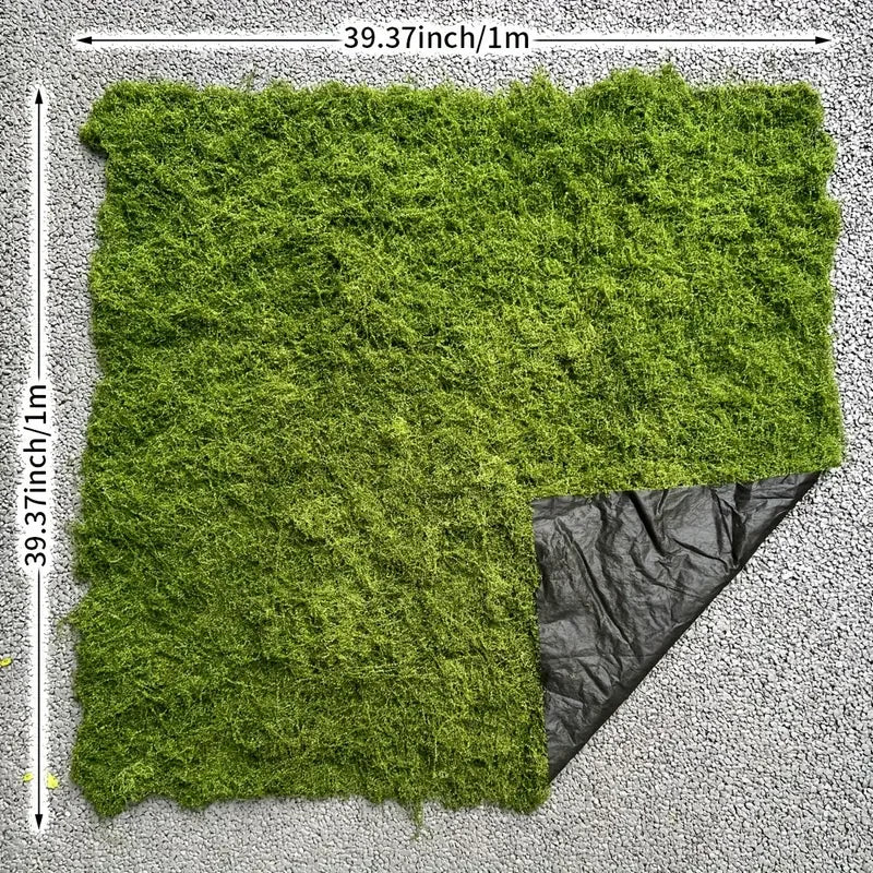 tapis mousse artificielle herbe dense feuillage varié rochers sable structure extérieure zen garden