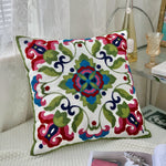 taies d'oreiller coton polyester ethnique floral brodées couleurs vives motifs géométriques coussins deco 45x45cm