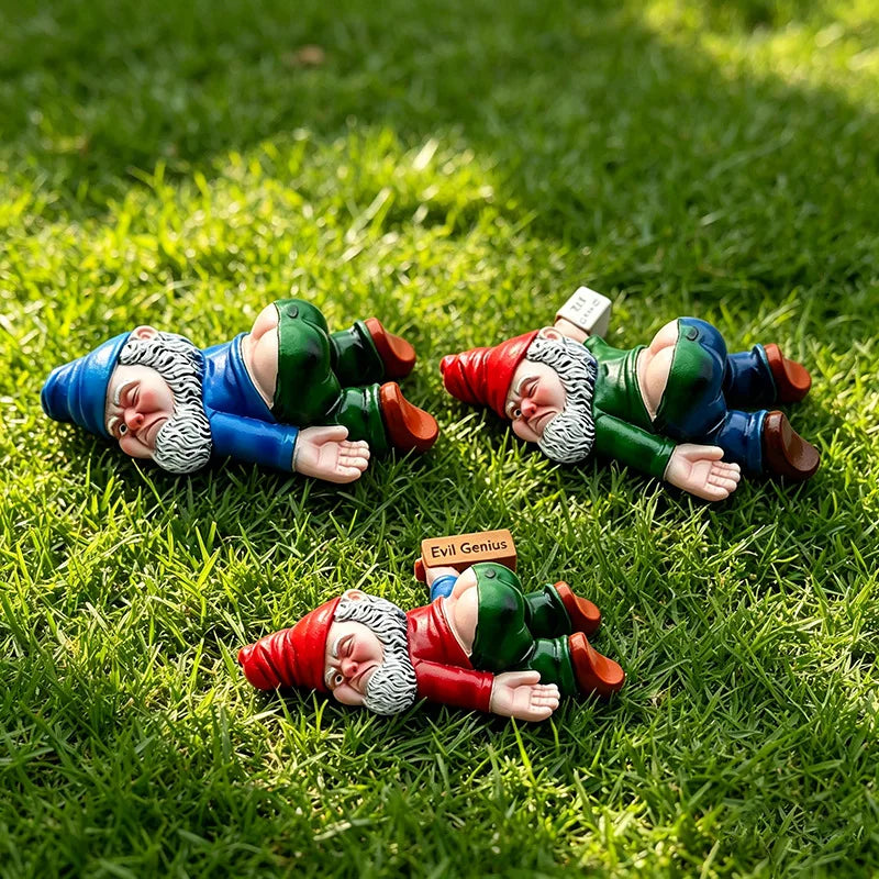 statuettes lutins modernes résine humoristiques intérieur extérieur multicolores vert rouge bleu blanc