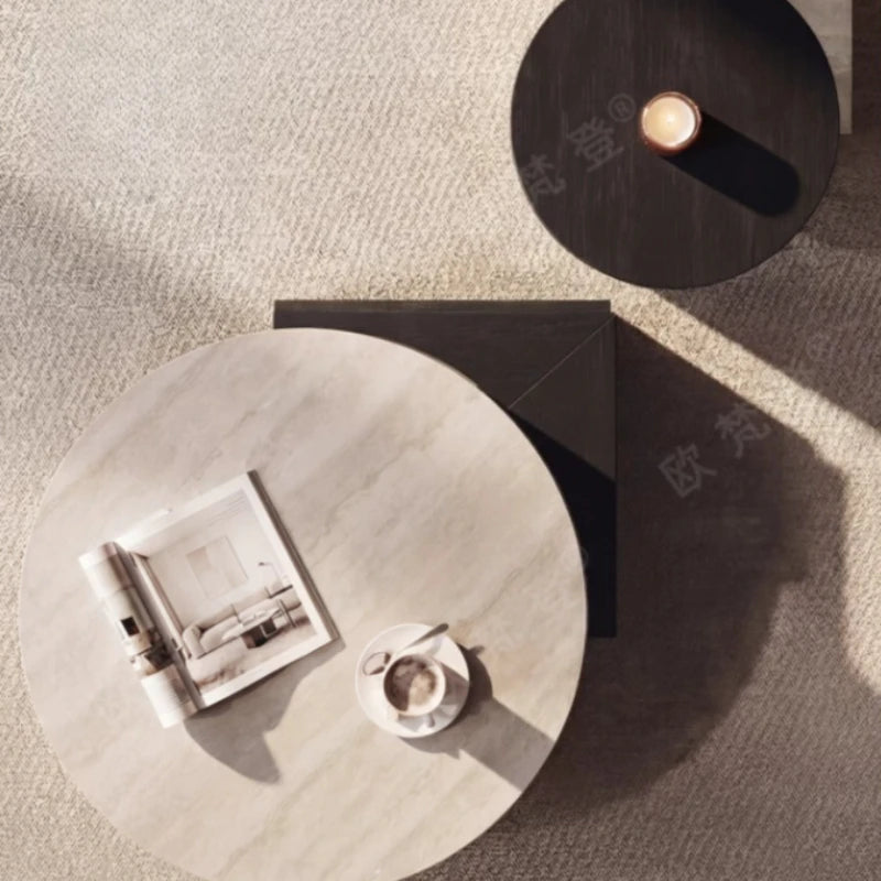tables basses modernes bois marbre gris clair noir sans porte assemblage facile meubles salon