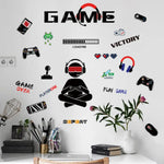 stickers muraux gaming graphiques jeux texte game playerone loading victory stickers chambre enfants moderne