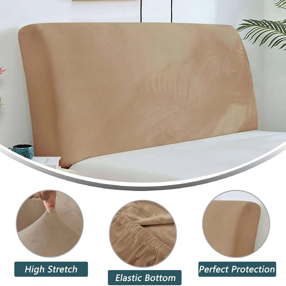couvre tête lit velours beige moderne adhésif protection chambre maison 200cm