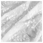 tissu coton blanc floral brodé popeline translucide bricolage couture décoration maison 130cm