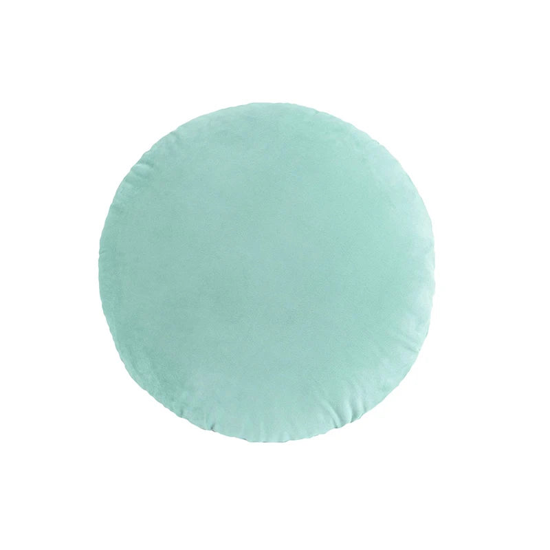 taies d'oreillers rondes velours couleurs unies moderne décoratives intérieur blanc bleu marine jaune rose