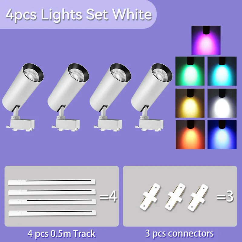spot lumineux led rvb moderne noir toucher rail 220v flux lumineux variable certifié rohs