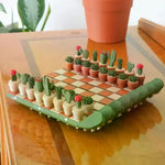 jeu échecs cactus réplique résine verte originales miniatures plateau repliable