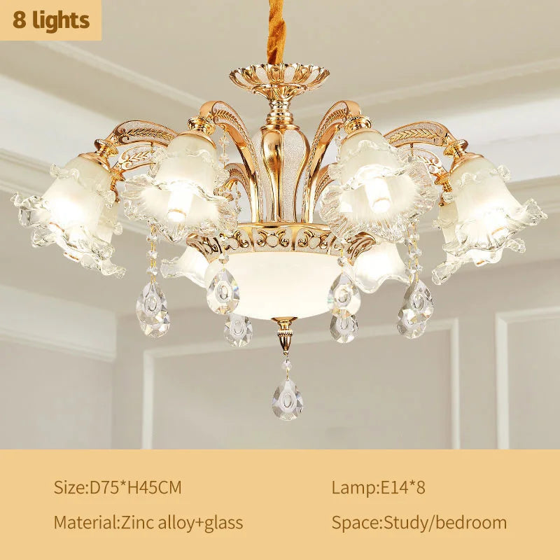 lustre doré cristal fleurs classique baroque salon encastrée led 2000lm 82000lm