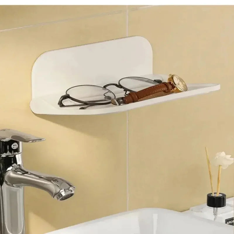 support rangement adhésif étagère pliante murale blanche moderne salle bain.storage lunettes montre téléphone cosmétiques