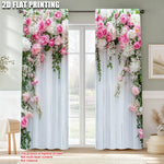 rideaux imprimés floral pivoines rose blanc modernes deux pièces polyester