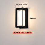 lampe murale led motion sensor extérieure noir moderne étanche ip65 20w