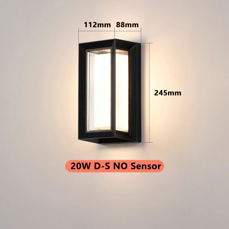 lampe murale led motion sensor extérieure noir moderne étanche ip65 20w