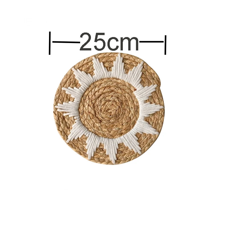 décorations murales bohèmes tressées soleil rond opacité totale rustique 35cm 30cm 25cm