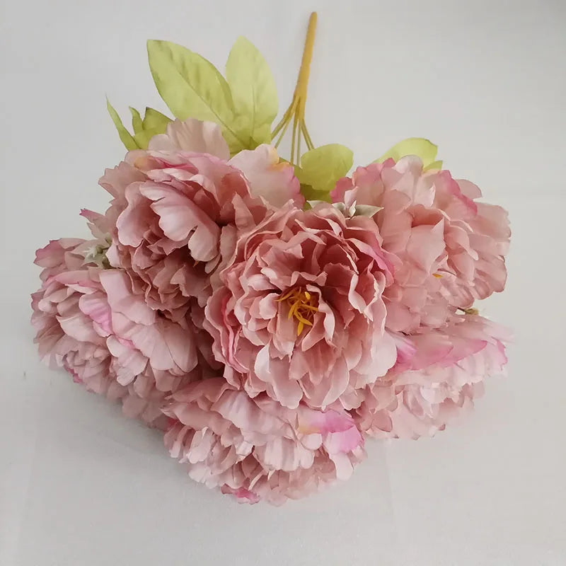 bouquet fleurs artificielles pivoines roses vintage décoration mariage anniversaire intérieur