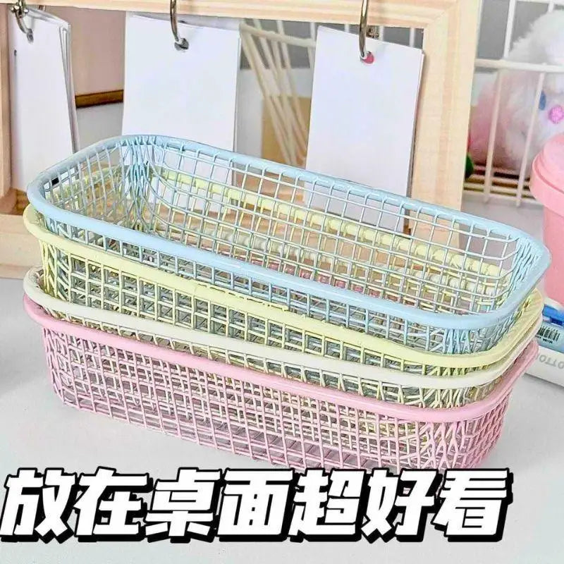 panier rangement métal rose jaune bleu clips maille moderne minimaliste