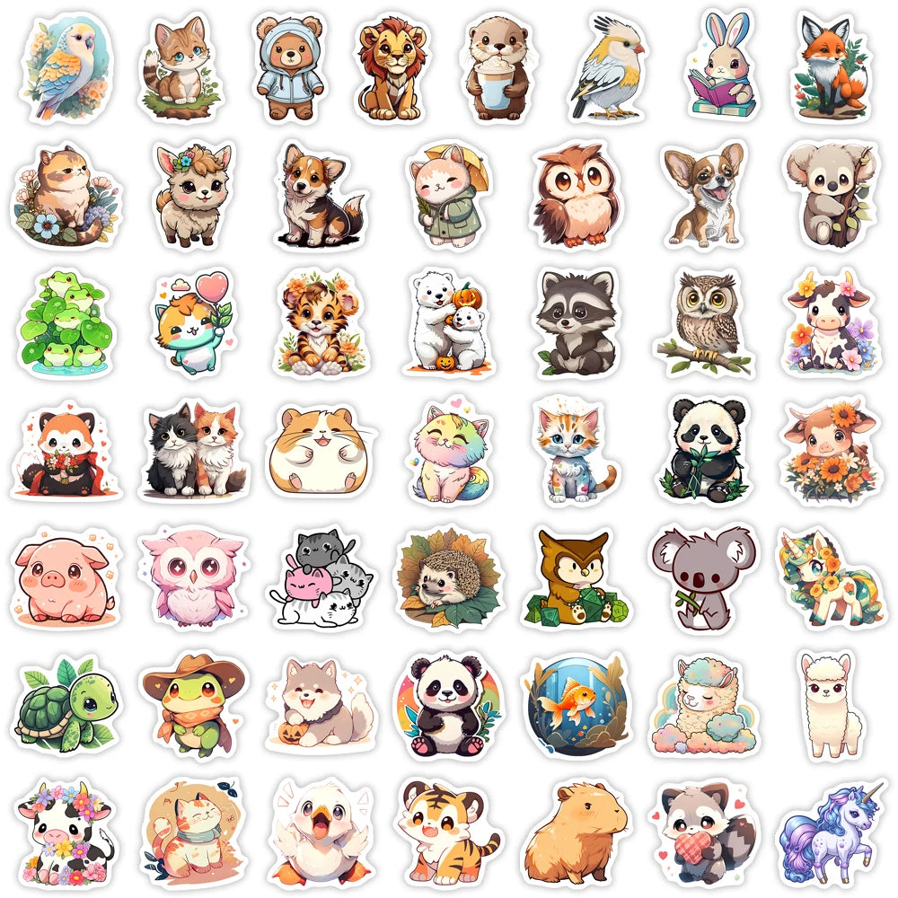 sticker dessin animé animal mignon moderne multi couleur adhésif décoration bricolage carnet bouteille ordinateur