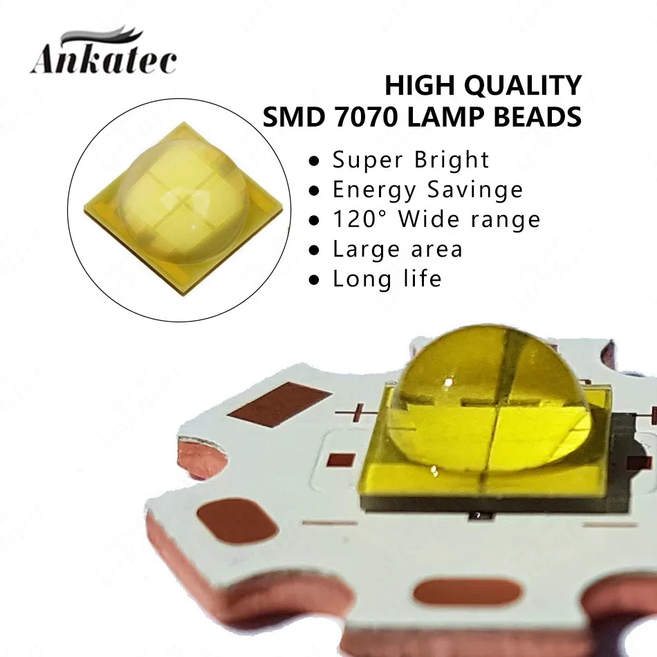 diodes led hautes puissances 20w 40w vert jaune blanc support cuivre smd 7070
