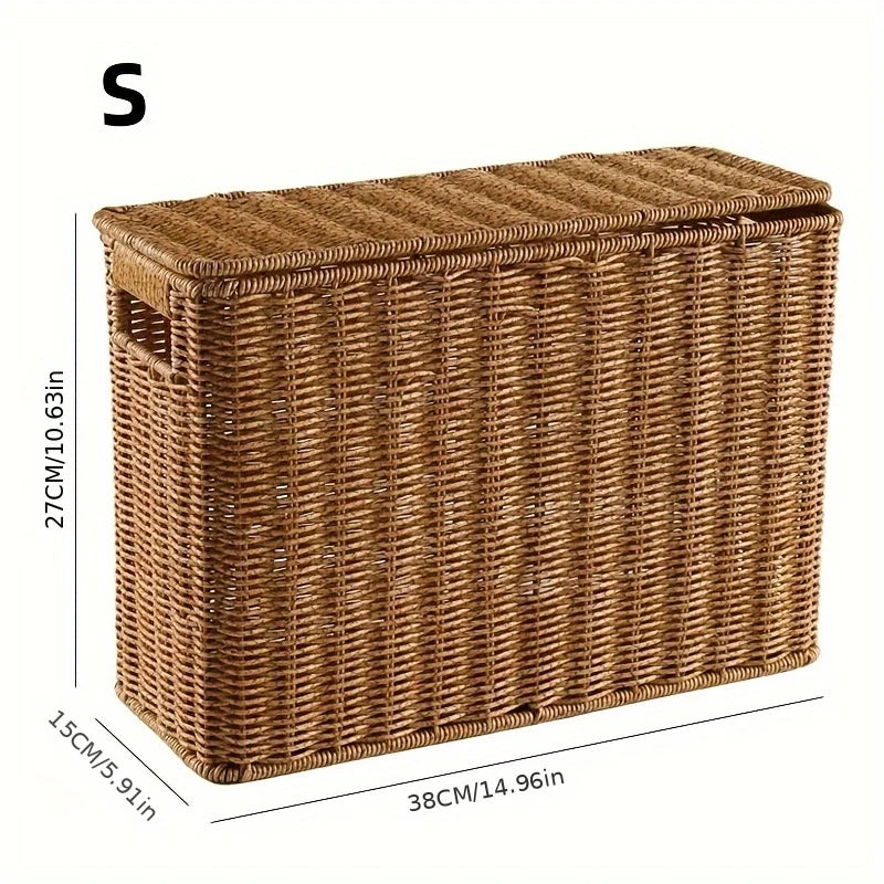 panier rangement osier tressé taille grande bohème scandinave marron clair multifonctionnel couvercle