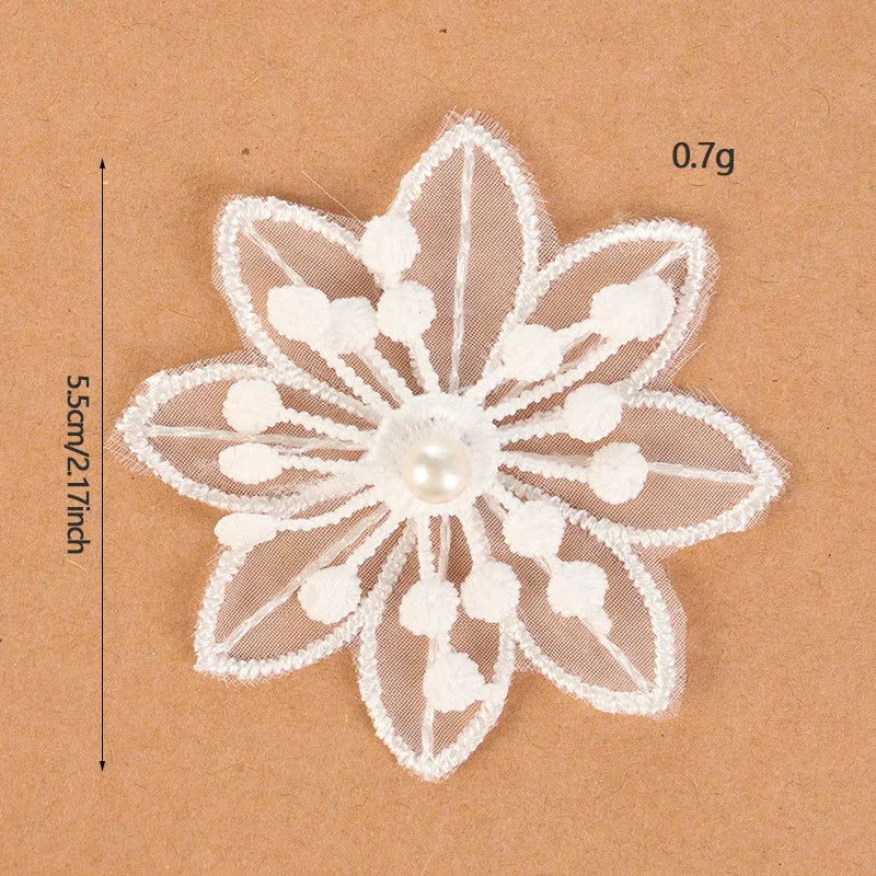 appliques decoratives dentelle blanche fleurs papillons broderie fine mariage decoration 20 pieces translucent