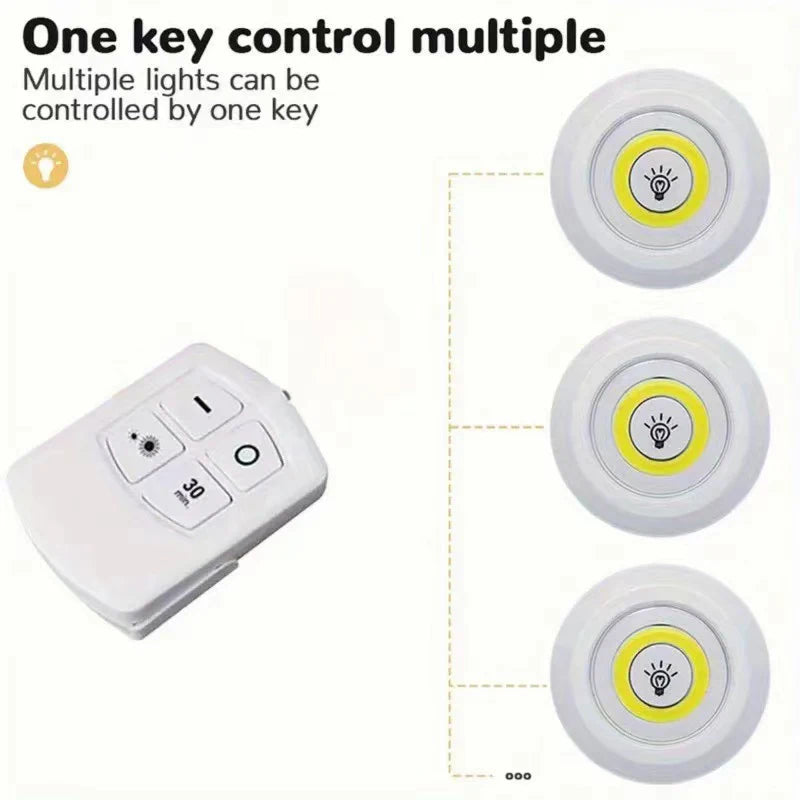 lampe led veilleuse blanc moderne adhésive batterie commandes distante luminosité réglable chambre salle bain