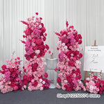 décoration mariage romantique roses artificielles colonnes florales bienvenue panel bienvenue