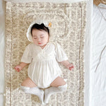tapis bébé blanc points colorés bordure dentelée doux classique 60x100cm 3ans