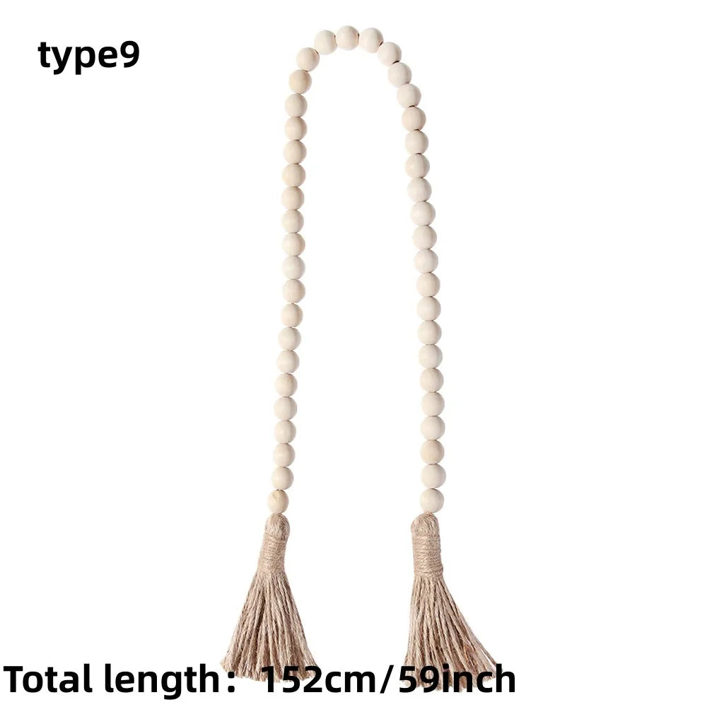 bois boho chic tassel coton beige clair décoration murale moderne ornement rondes lisses