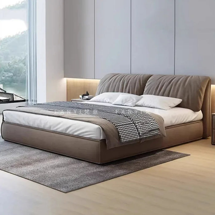 Tête de lit minimaliste avec rangement intégré vue de face