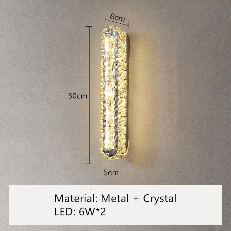 applique murale led transparente dorée texture cristaux moderne 30cm 40cm 46cm