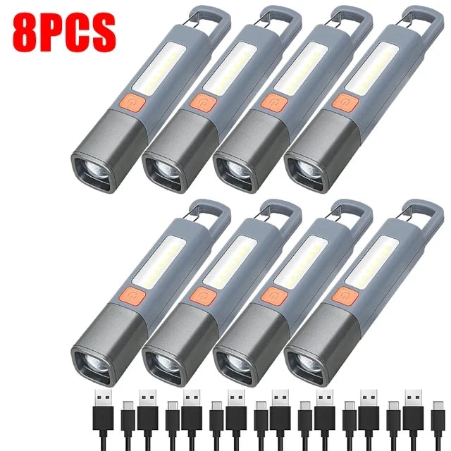 lampe torche gris rechargeable lumiere intense ip68 étanche réglable camping