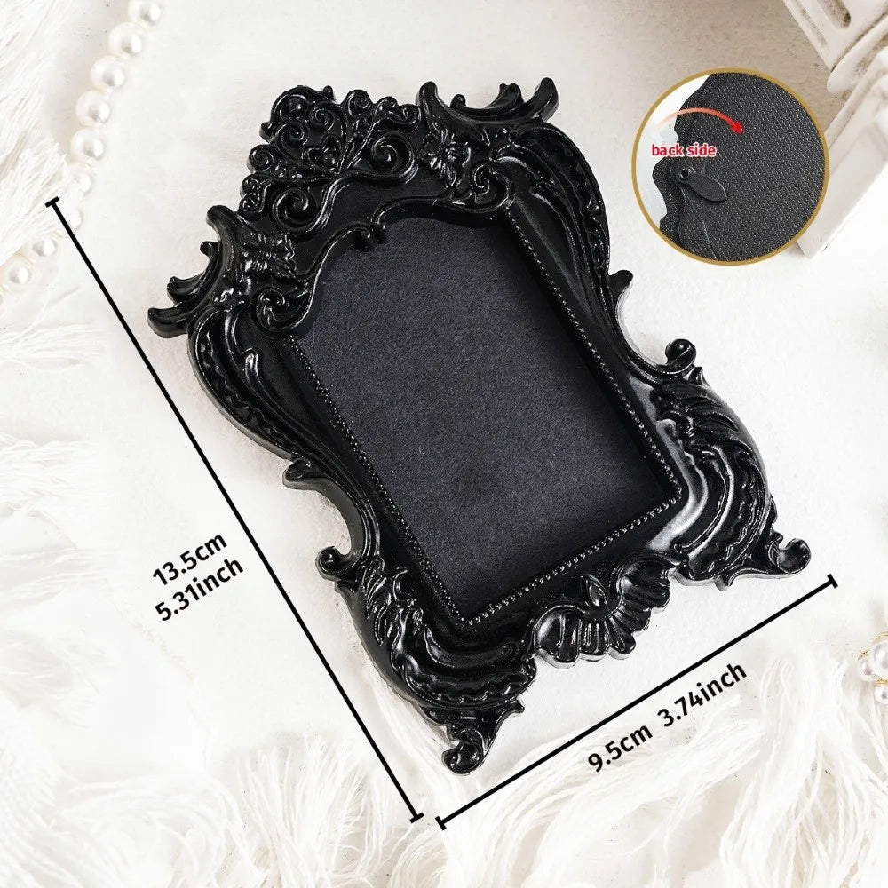 cadres décoratifs noirs ornements baroques classiques adhésifs papier noir brillants intérieurs suspension miroir fixations