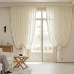 rideau tulle brodé beige semi transparent classique maison européen américain