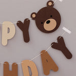 guirlande lettres happy birthday ours brun décor anniversaire clips marron carton festive