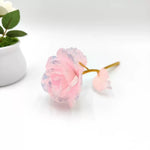 roses artificielles translucides rose élégantes romantiques fleurs décoratives intérieures scintillantes complexes facets lumière vitrine