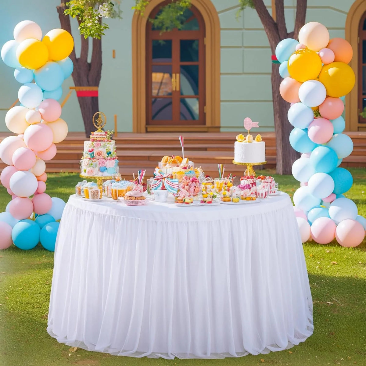 nappe table blanche plissée imperméable l'huile diamètre 48 pouces hauteur 27