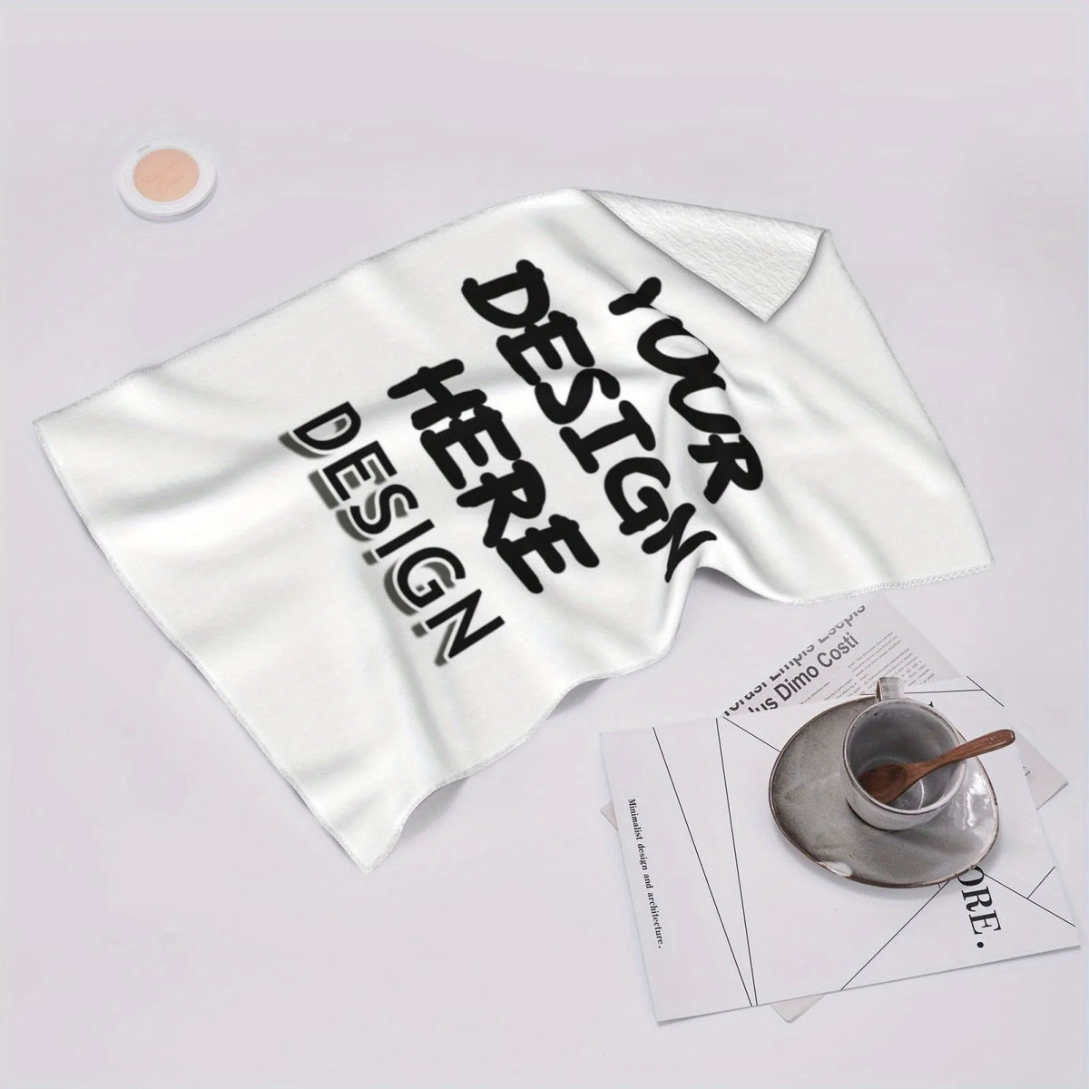 serviettes personnalisables polyester coton motif noir rectangulaires absorbantes blanches usage intérieur extérieur set deco