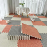 tapis sol modulable carreaux géométriques orange gris beige moderne fonctionnel clips