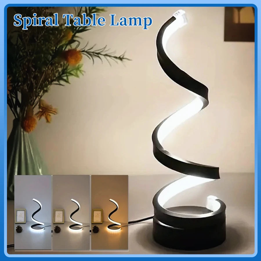 lampe table moderne spirale noire réglable télécommande couleurs usb chambre salon