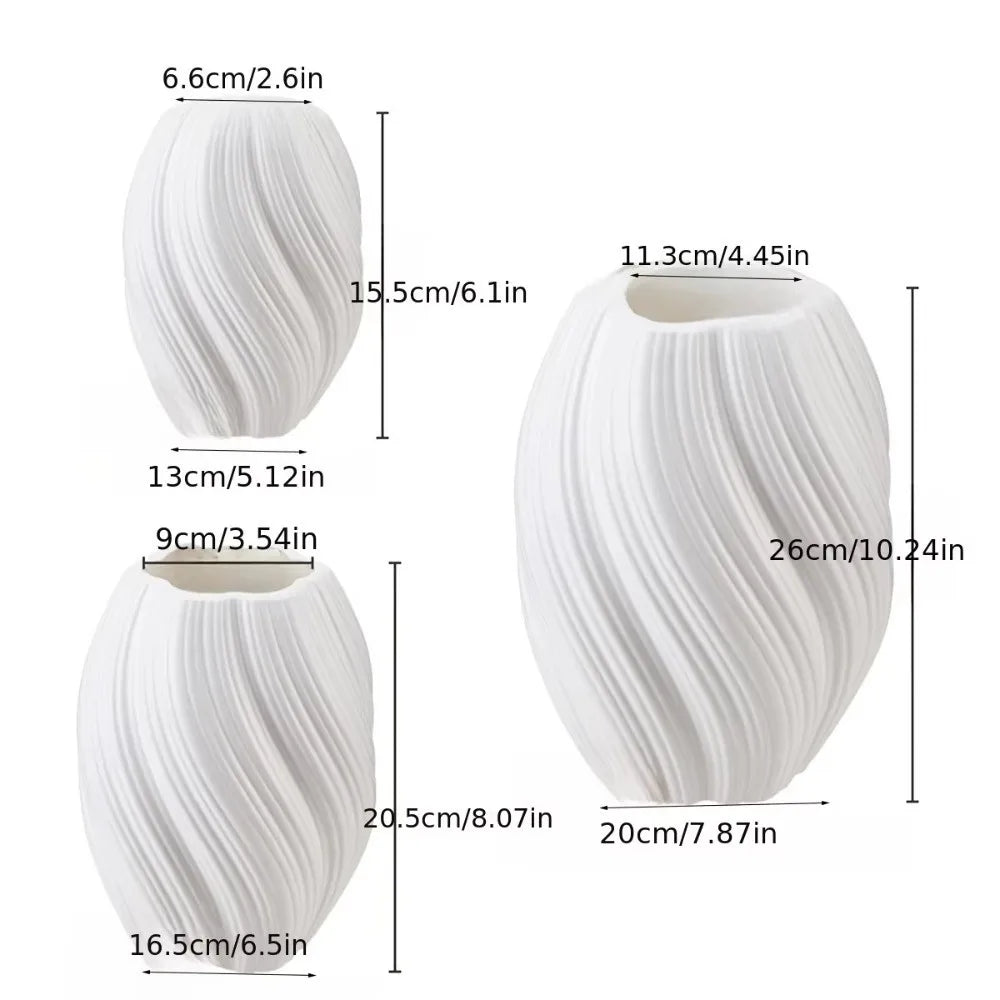 vase moderne plastique blanc texturé hauteur jusqu'à 26cm décoration intérieure