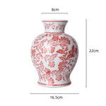 vase porcelaine chinois blanc bleu fleurs feuilles oiseaux géométrique classique floral table decoration