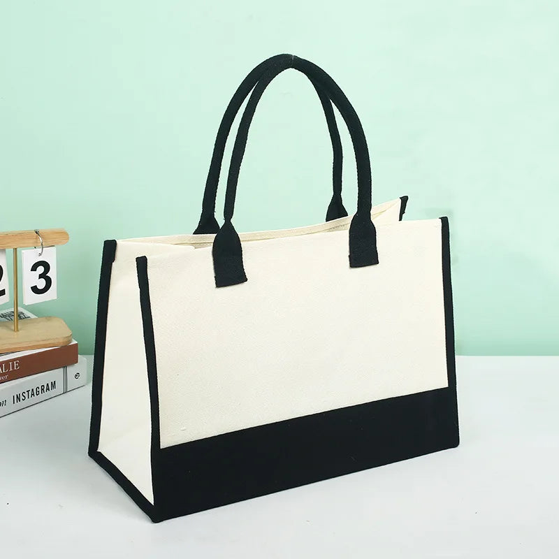 sac main polyester femme moderne blanc vert bleu noir poignées détachables grande capacité patchwork